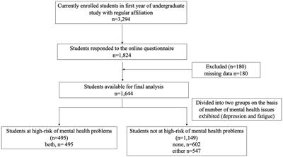 Criteria for detection of possible risk factors for mental health problems in undergraduate university students